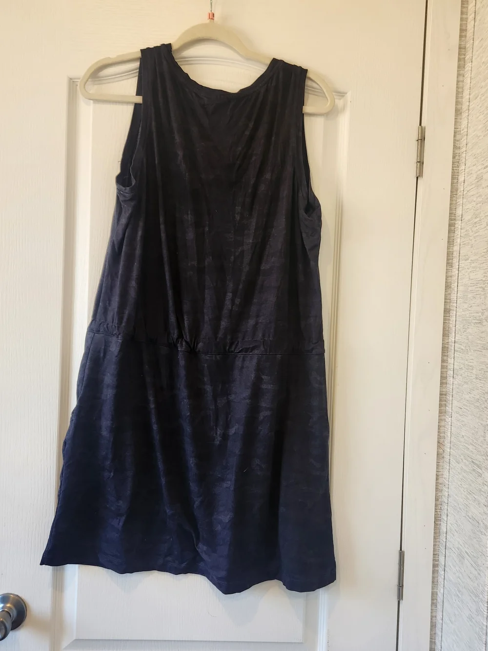 Members Mark Casual Black Camo Midi Dress with Drawstring Waist L Euc - Picture 4 of 4